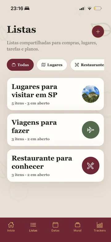 Listas compartilhadas no Futari.