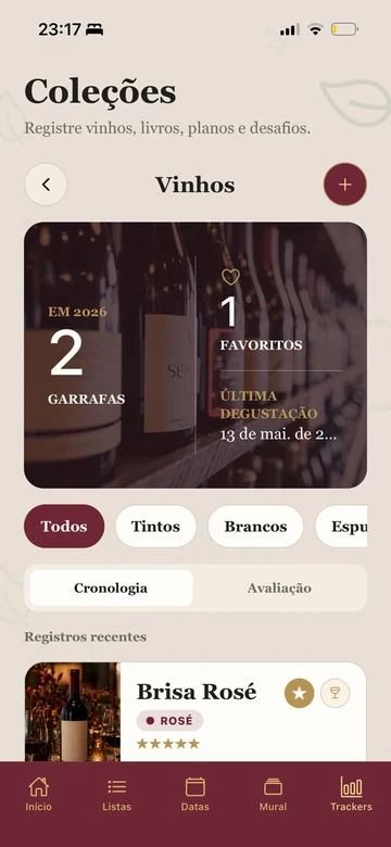 Registro de vinhos no Futari.