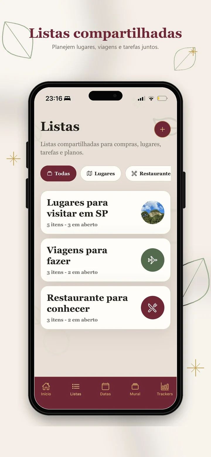 Listas compartilhadas no Futari.