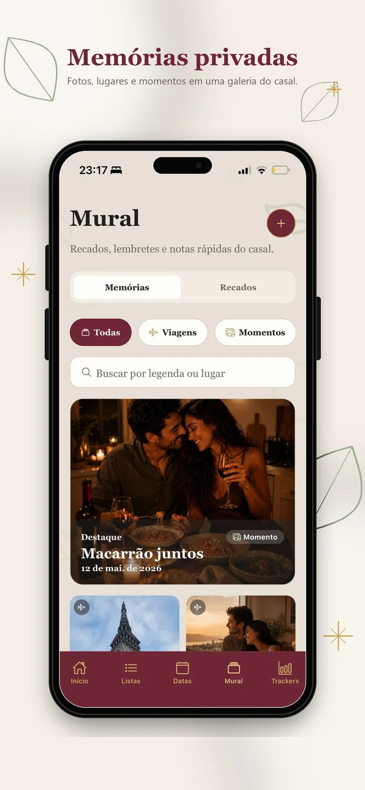 Mural de memórias e recados no Futari.